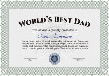 World's Best Dad Award Template. Customizable, Easy to edit and change colors. Cordial design. With background. 