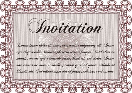 Vintage invitation. Excellent complex design. Vector illustration. With complex linear background. 