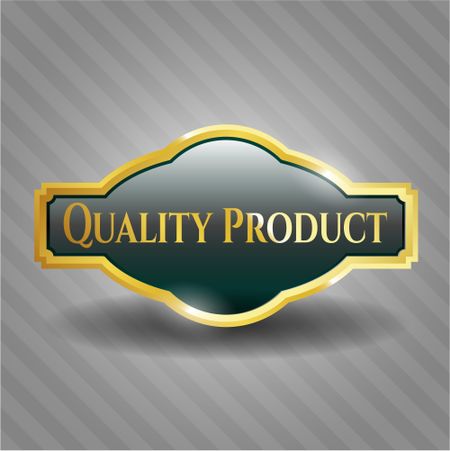 Quality Product golden badge or emblem