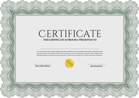 Green Certificate template. Easy to print. Customizable, Easy to edit and change colors. Nice design. 