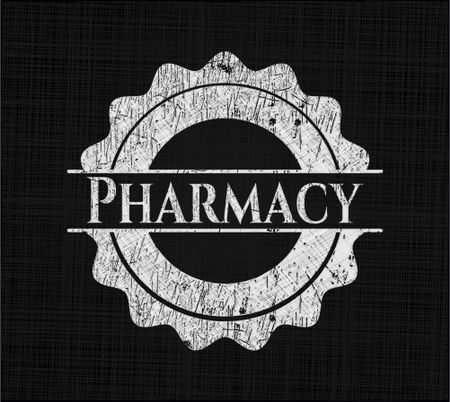 Pharmacy chalk emblem written on a blackboard