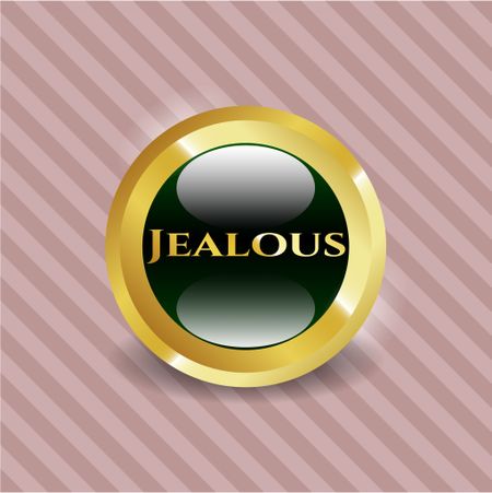 Jealous gold emblem or badge