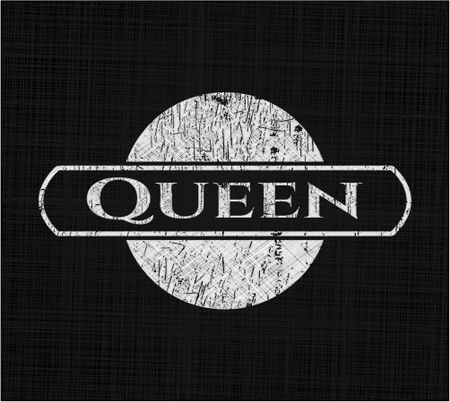 Queen chalk emblem written on a blackboard