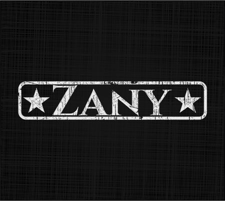 Zany chalk emblem written on a blackboard