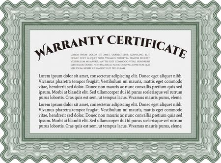 Warranty Certificate. Detailed. Complex design. Printer friendly. 