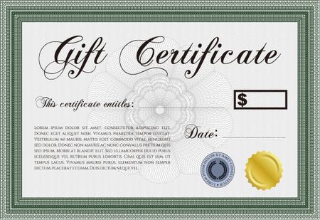 Gift certificate template. Detailed. Complex design. Printer friendly. 