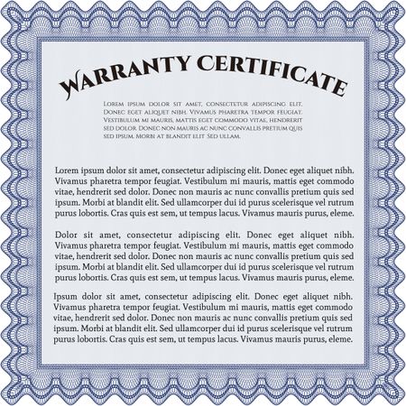 Warranty template or warranty certificate. 