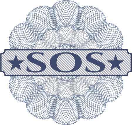 SOS inside a money style rosette