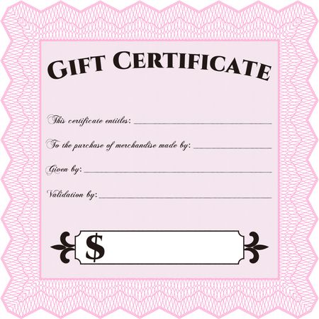 Gift certificate template. Border, frame. With quality background. Superior design. 