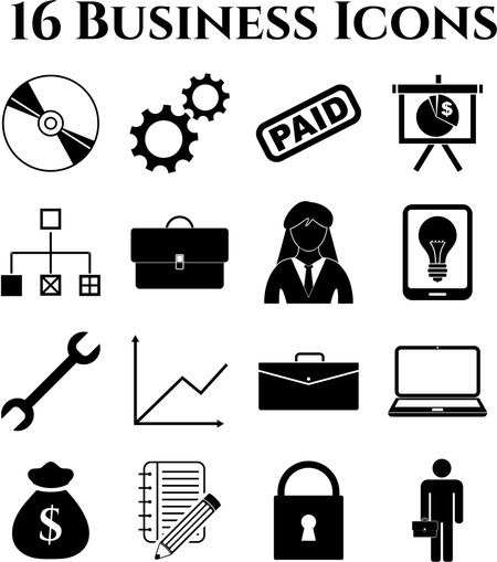 Set of 16 business icons. Universal Modern Icons.