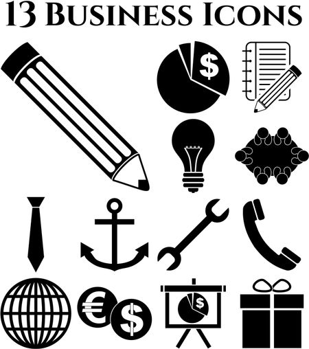 Set of 13 business icons. Universal Modern Icons.