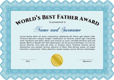 Best Dad Award Template. Vector illustration. With complex linear background. Artistry design. 
