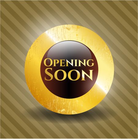 Opening Soon gold shiny emblem