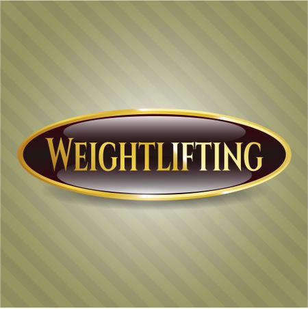 Weightlifting golden emblem or badge