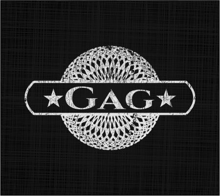 Gag chalk emblem, retro style, chalk or chalkboard texture