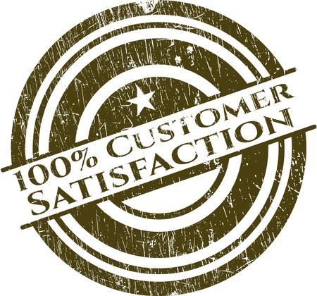 100% Customer Satisfaction rubber grunge texture stamp
