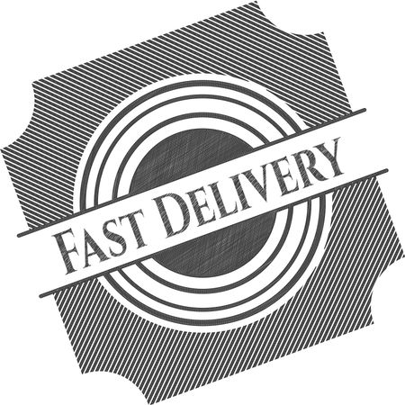 Fast Delivery emblem draw with pencil effect