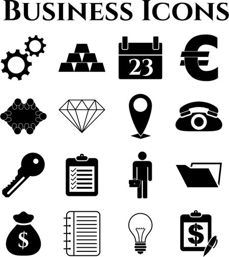 business icon set. 16 icons total. Minimal Modern.