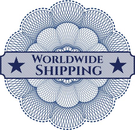 Worldwide Shipping inside money style emblem or rosette