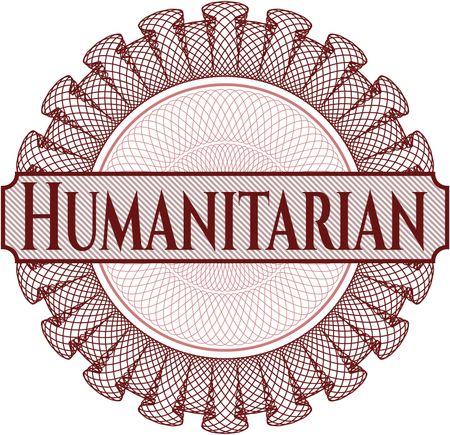 Humanitarian inside money style emblem or rosette