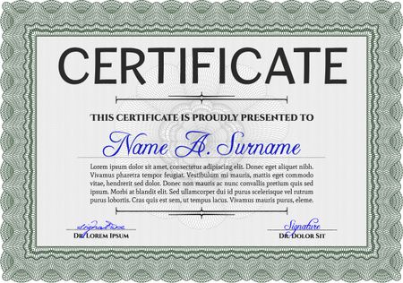 Green Diploma template or certificate template. Artistry design. Vector pattern that is used in money and certificate. With quality background. 