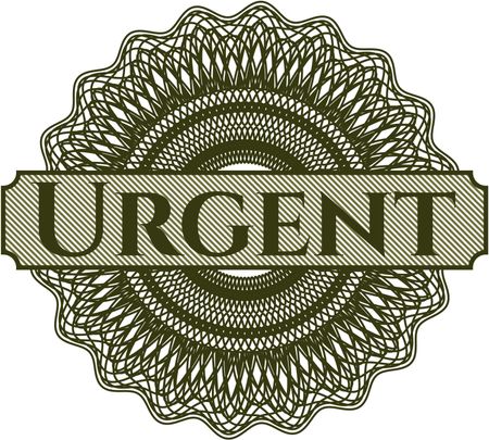 Urgent inside money style emblem or rosette