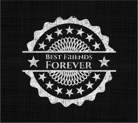 Best Friends Forever chalk emblem, retro style, chalk or chalkboard texture
