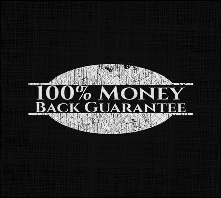100% Money Back Guarantee chalkboard emblem on black board