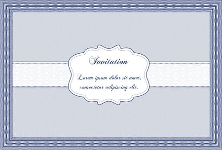 Vintage invitation. Vector illustration. With guilloche pattern and background. Excellent complex design. 