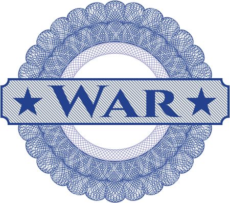 War written inside a money style rosette