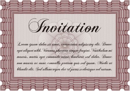 Vintage invitation template. With guilloche pattern. Elegant design. Vector illustration. 