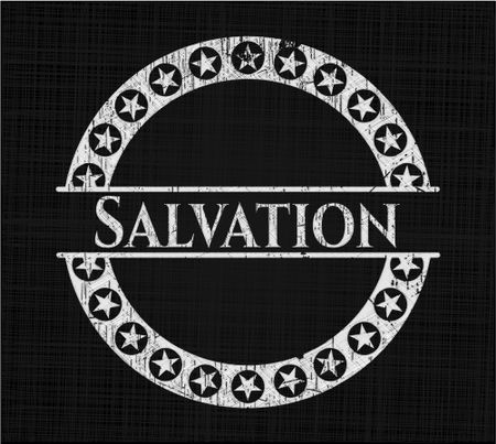 Salvation chalkboard emblem on black board