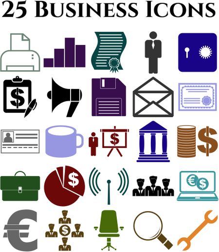 25 icon set. business Icons. Universal and Standard Icons.