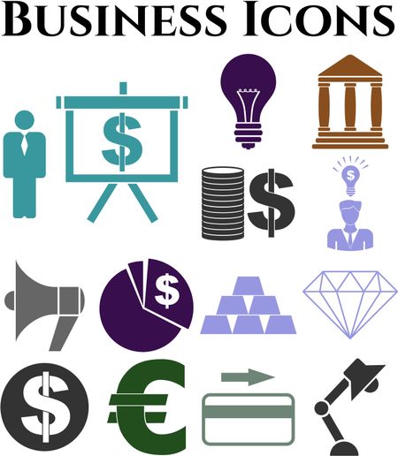 Set of 13 business icons. Universal and Standard Icons.