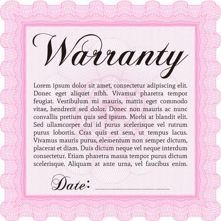 Warranty template or warranty certificate. With great quality guilloche pattern. Sophisticated design. 