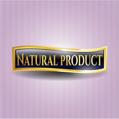 Natural Product golden badge or emblem