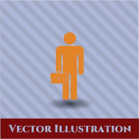 Businessman holding briefcase vector icon or symbol