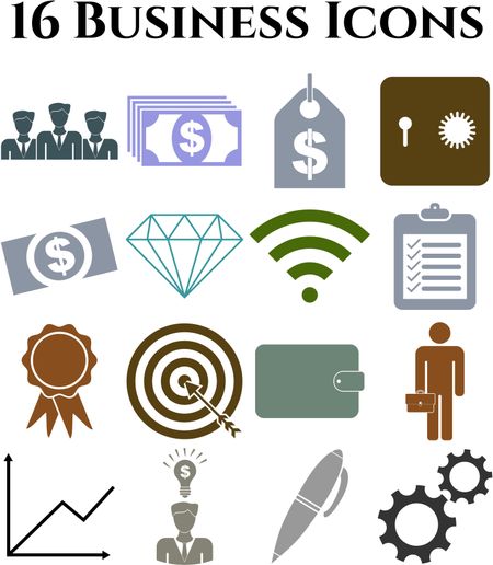 16 icon set. business Icons. Universal Modern Icons.