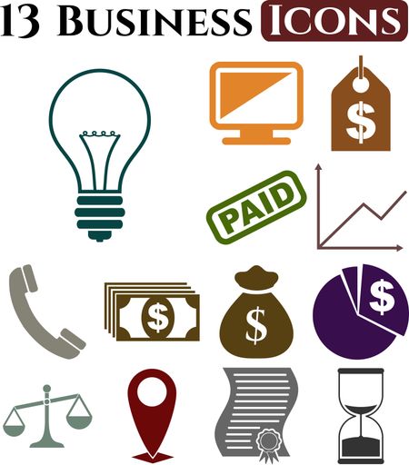 13 icon set. business Icons. Universal Modern Icons.