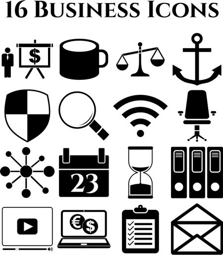16 icon set. business Icons. Universal Modern Icons.
