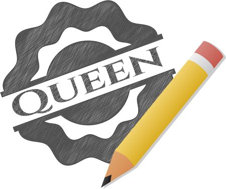 Queen emblem draw with pencil effect