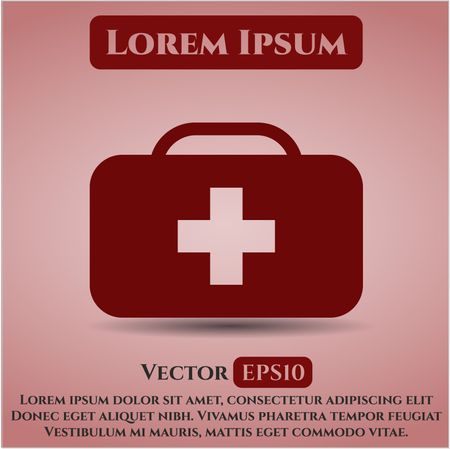 Medical briefcase vector icon or symbol