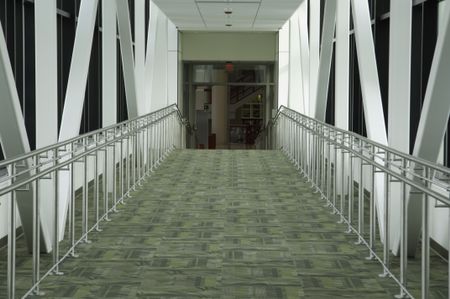 Hallway between buildings at community college