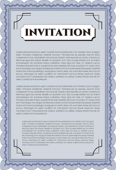 Invitation. Detailed. Printer friendly. Complex design.