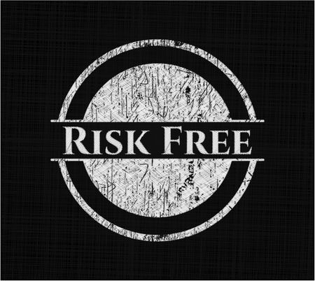 Risk Free chalkboard emblem written on a blackboard