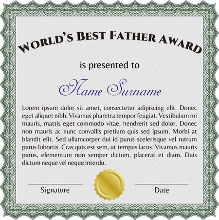 World's Best Father Award Template. Lovely design. Complex background. Customizable, Easy to edit and change colors. 