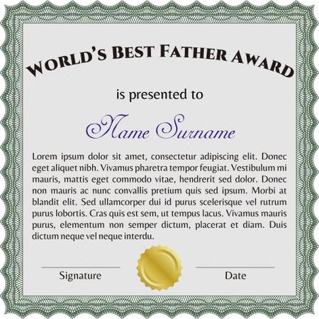 World's Best Father Award Template. Lovely design. Complex background. Customizable, Easy to edit and change colors.