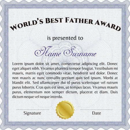 World's Best Father Award Template. Lovely design. Complex background. Customizable, Easy to edit and change colors. 