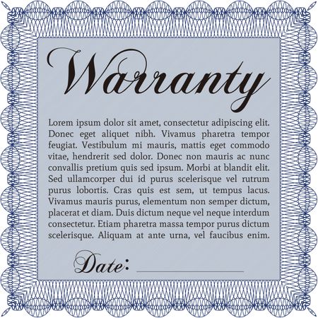 Warranty template. Good design. Customizable, Easy to edit and change colors. With background. 