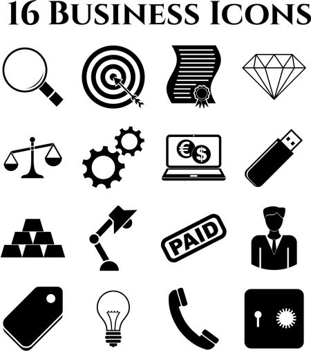 16 icon set. business Icons. Universal Modern Icons.